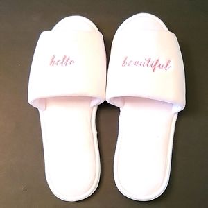 NEW Hello Beautiful Slippers! L/XL Ready to gift/store in pink tulle bag!